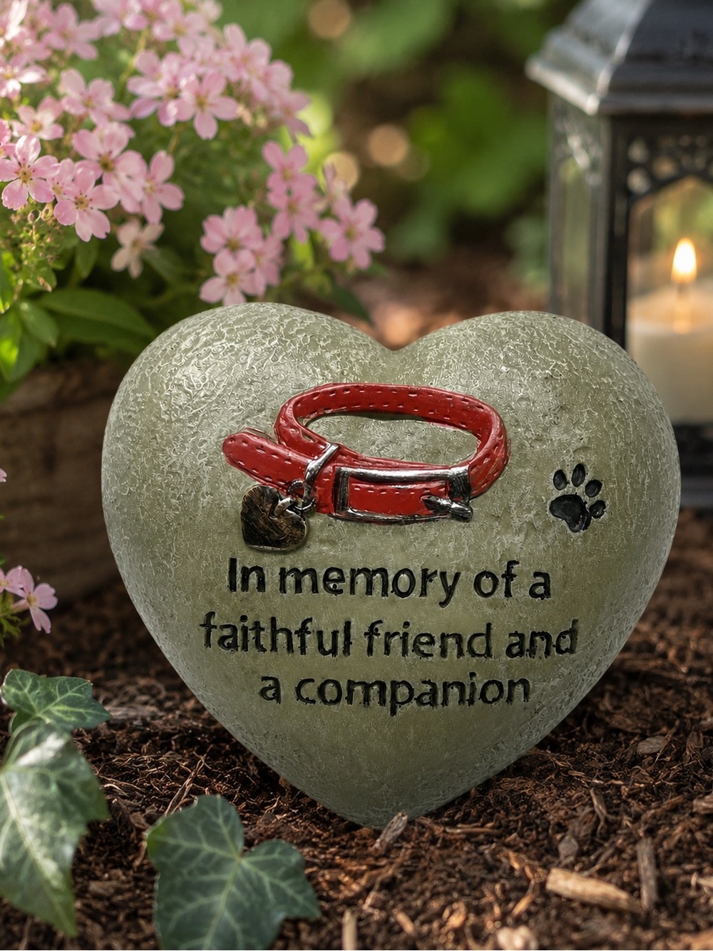 Pet Memorial Heart Plaque Dog Cat Memorial Garden Decor Faithful Friend NWT